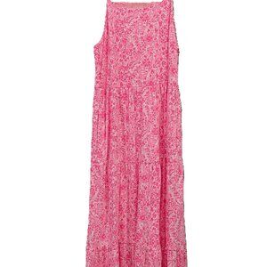 NWT Lilly Pulitzer Harleigh Maxi Sun Dress Pink Shandy Girls Sz L 8-10 Tiered